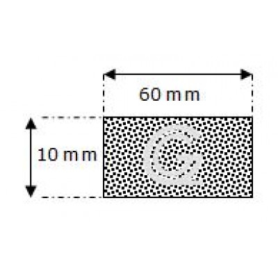 Rechthoekig mosrubber snoer | 10 x 60 mm | rol 25 meter